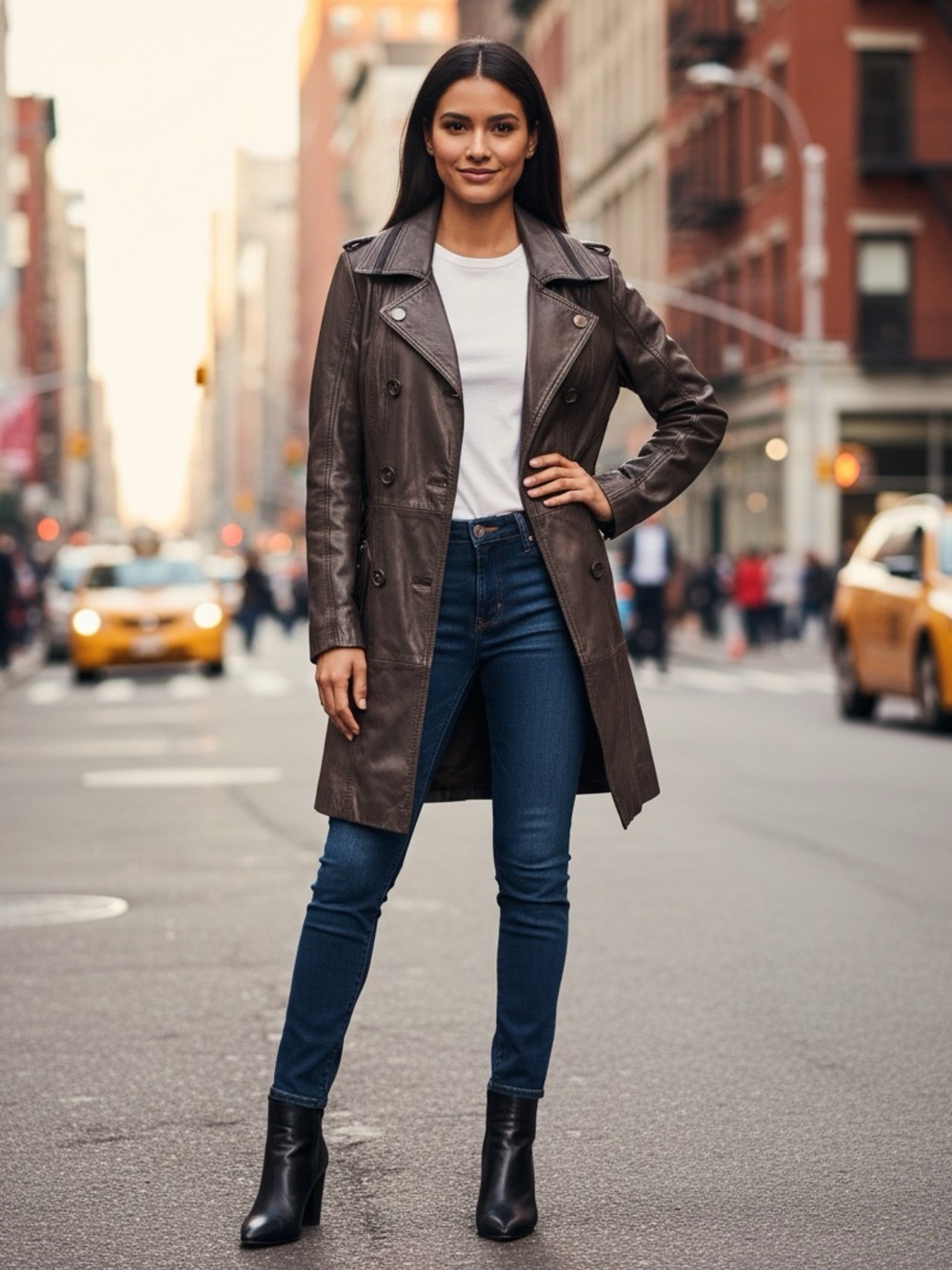 Bod And Christensen brown leather trench coat size XS